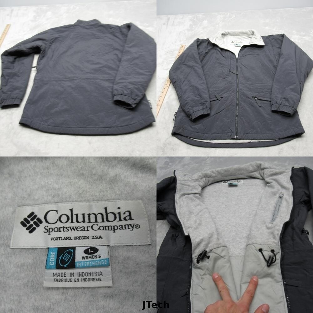 Columbia Jacket Womens Large Gray Zip Pockets Interchange Full Zip Parka VTG